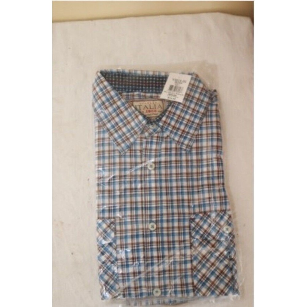 NWT Italia Mens Long Sleeve Multi Color Button Down Shirt. Size Large.